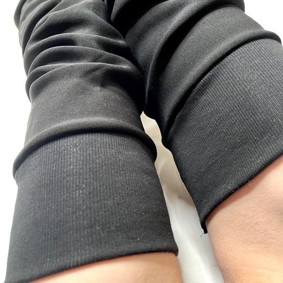 Black Fleece Lined Leg Warmers Warm Leggings Long Thigh Highs Slouch Socks Warm - Picture 6 of 8